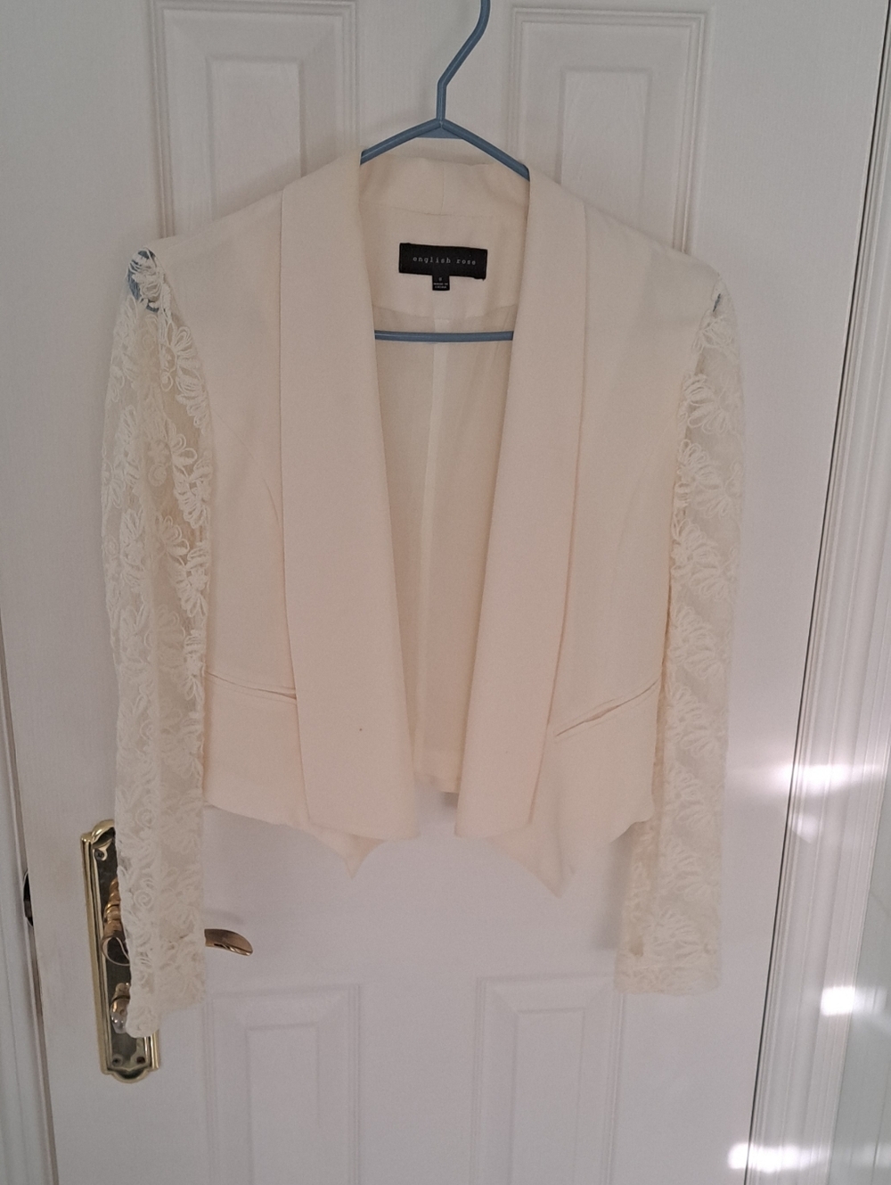 Cropped Lace Sleeve Open-Front Jacket - Picture 5 of 8
